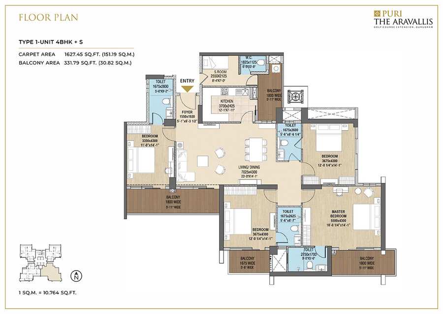 Puri The Aravallis floor plan highlights